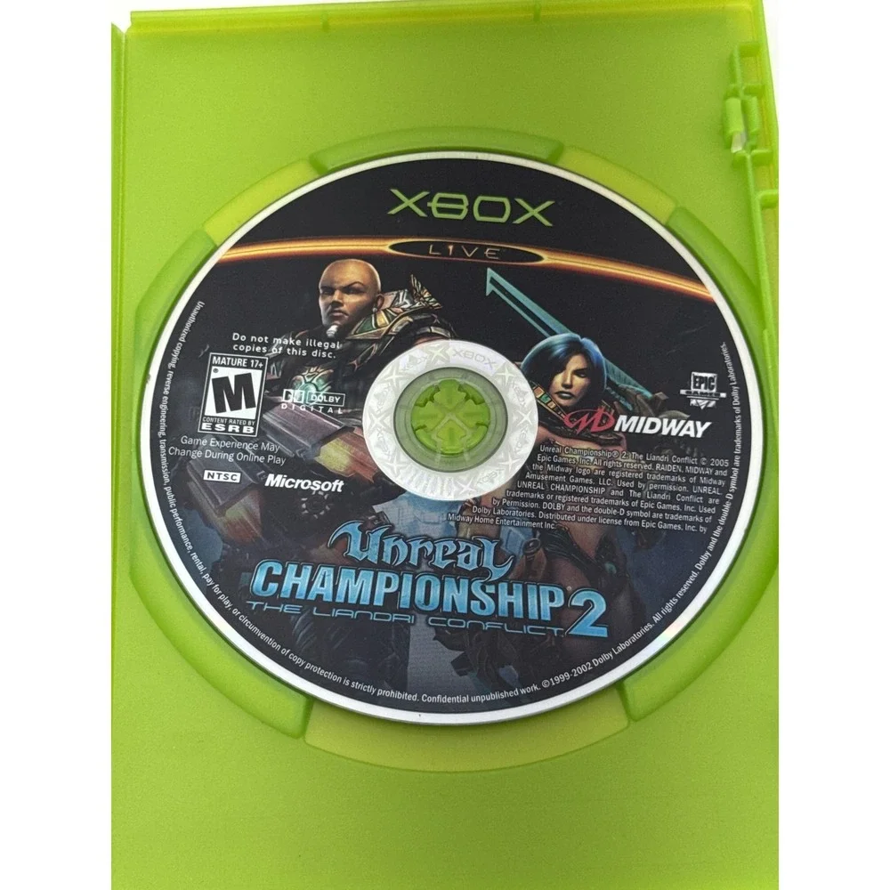 Epic Games Unreal Championship Video Xbox Green Complete Manual Original Tested